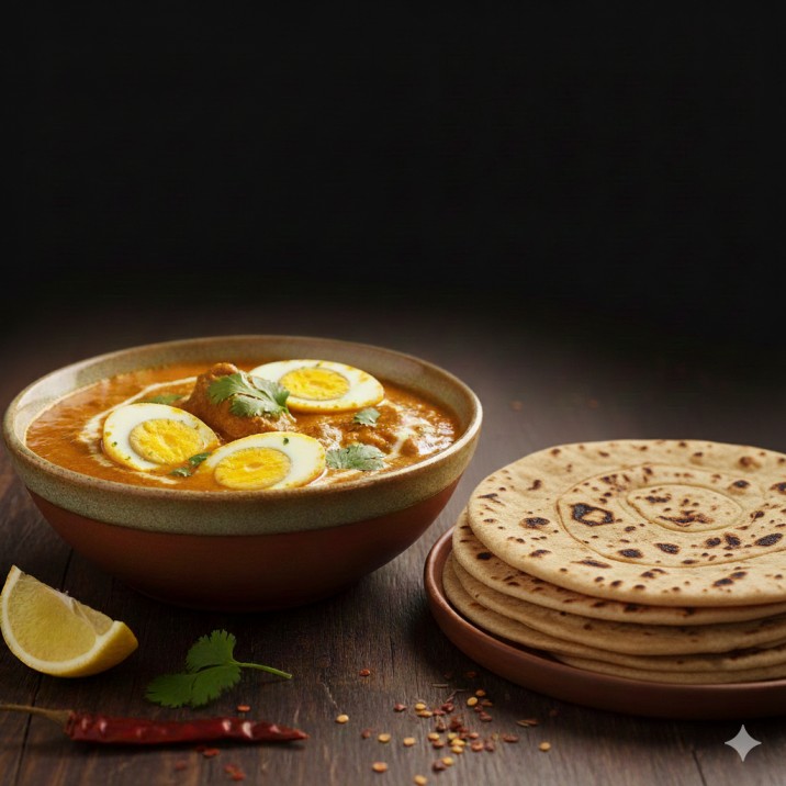 Egg Curry and Tandoori Roti
